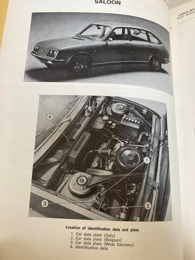 Lancia Beta Genuine Shop Manual Year 1976. English version