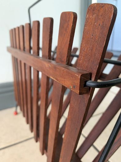 Atomic Teak & Metal Wire Magazine Rack