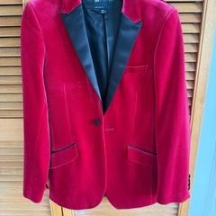 Red velvet suit jacket