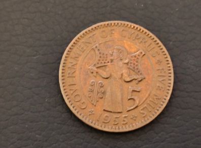 1955 Cyprus 5 Mils Coin