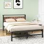 Double Bed Frame with Wood Storage Headboard Image 5