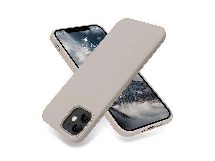 Liquid Silicone Case For iPhone 12 Mini Luxury Thin Soft Phone Cover New Grey - FHT7IP12MLK