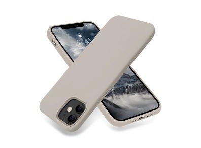 Liquid Silicone Case For iPhone 12 Mini Luxury Thin Soft Phone Cover New Grey - FHT7IP12MLK