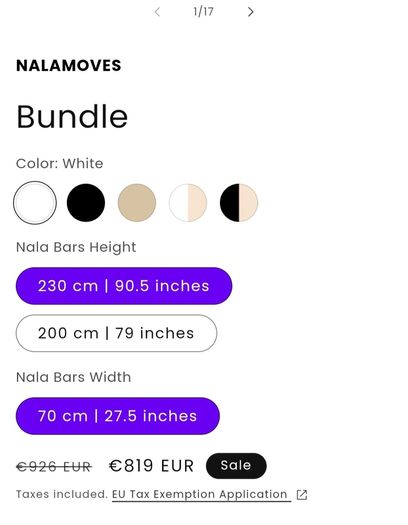 Nalamoves 230cm Wall Bars Complete Home Workout Bundle