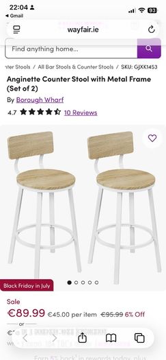 Two breakfast bar stools