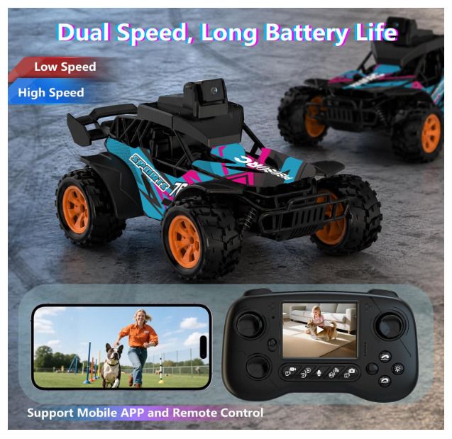 RC Car with Camera, RC Truck, Remote Control Car, 2.4GHz 2.8 Screen, 60 Adjustable Camera, Live Video