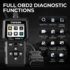 TOPDON AL400 OBD2 Code Reader, 10 OBD2 Functions, Check Engine Light/Smog Emission Test / O2 Sensor Test/EVAP