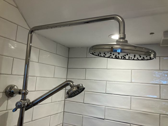 Stunning chrome and enamel towel radiator