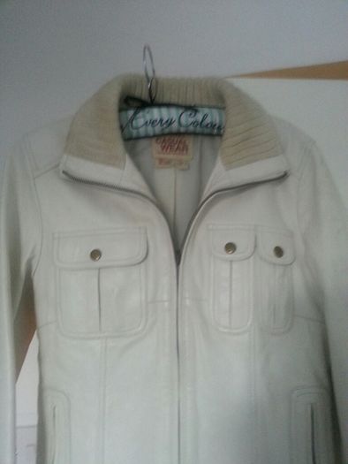 Mango Leather Cream Jacket