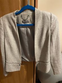 Mint Velvet wool blazer in grey with zip details size 8