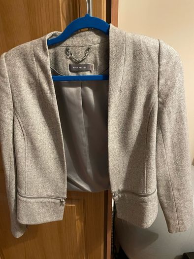 Mint Velvet wool blazer in grey with zip details size 8