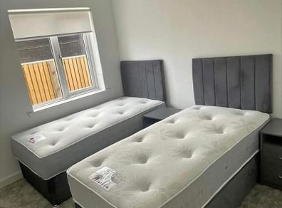 Single bed with mattress, headboard many colors