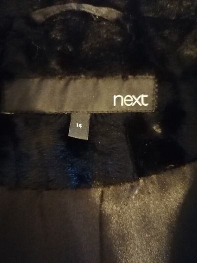 Next black fur jacket size UK 14
