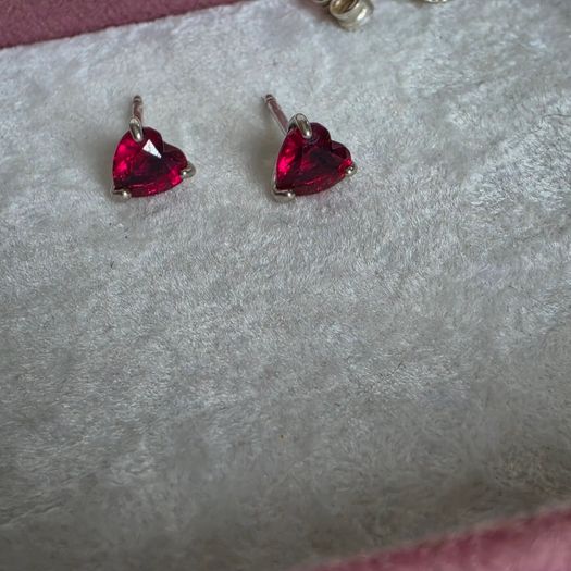 Pandora red heart stud earrings very good condition