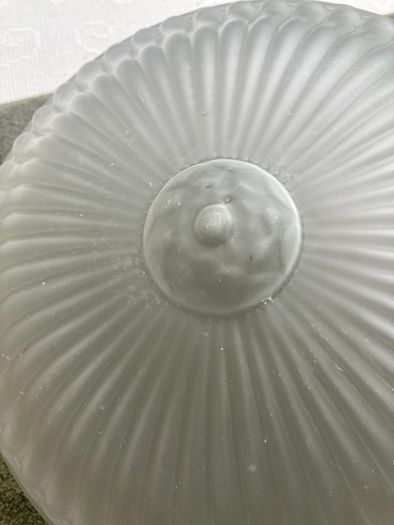 Vintage Art Deco Fluted White Opaque Glass and Copper Ceiling Light