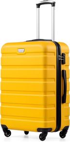 28 Inch Large Suitcase for Checked Luggage, Business Trip, ABS PC, Lightweight Hard Shell Luggage with 360 Rubber Spinner Wheels, YKK Zipper, Telescopic Handle, TSA Lock, Lemon Yellow
