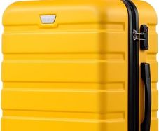 28 Inch Large Suitcase for Checked Luggage, Business Trip, ABS PC, Lightweight Hard Shell Luggage with 360 Rubber Spinner Wheels, YKK Zipper, Telescopic Handle, TSA Lock, Lemon Yellow
