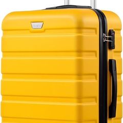 28 Inch Large Suitcase for Checked Luggage, Business Trip, ABS PC, Lightweight Hard Shell Luggage with 360 Rubber Spinner Wheels, YKK Zipper, Telescopic Handle, TSA Lock, Lemon Yellow