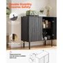 Coffee Bar Cabinet, Mid Century Fluted Coffee Bar Table with 2-Tier Storage, Buffet Stand Cabinet with Barn Door, Sideboard Buffet Station for Living Room, Entryway, 80 x 37.5 x 80 cm, Black Image 6