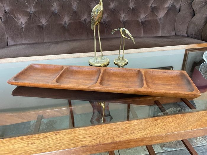 Long Mid Century Moder Genuine Antique Danish Design Handcrafted Wooden Tray