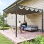 Outdoor Garden Pergola 3 x 3 m with Retractable Roof and Magnetic Fastening, UPF30+ Sun Shelter, Grey Image 3