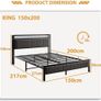 King Size Bed Frame with Storage Upholstered Headboard Shelf,5ft Metal King Bed Frame with Storage Image 2