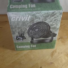 Crivit 2-in-1 Camping Fan with LED Light Tent Hanging Hook Portable Battery Operated New Boxed