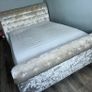 Grey crush velvet sleigh bed Image 2