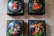 Vintage laquered &amp; handpainted trinket boxes