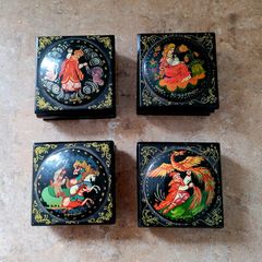 Vintage laquered & handpainted trinket boxes