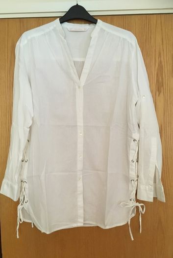 ZARA TRAFALUC Cotton Shirt Side-Laced White