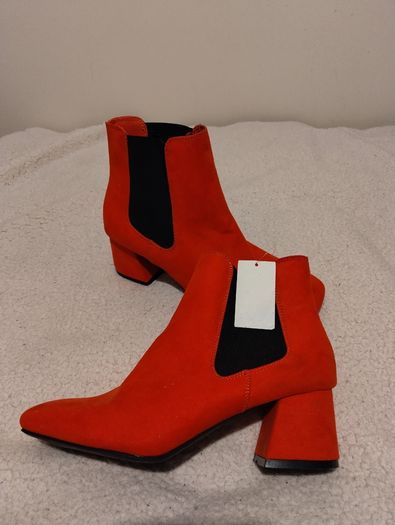 Red Suede Ankle Boots, new