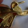 Vintage Monet Gold Plate Crystal Jelly Belly Hummingbird Brooch and Box Image 8