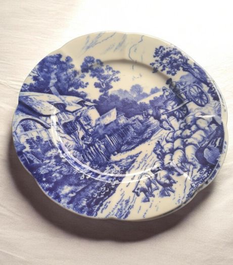 Antique Wileman and Co Pre Shelley Blue Transferware Plate The Foley China England over 100 years old