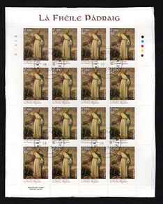2009 Ireland St Patrick's Day Commemorative Stamp Sheetlet Plate 1A1A1A1A1A Fine CDS Used with Dublin cancel of 19th February 2019 (First day of issue)