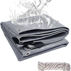 Waterproof Tarpaulin 440G M Pvc Heavy Duty Tarpaulin UV Anti Tarp Multi Purpose Cover Reinforced Eyelets For Outdoor,Grey