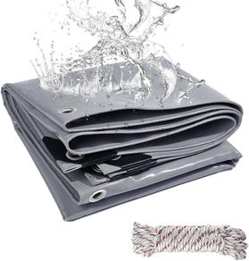 Waterproof Tarpaulin 440G M Pvc Heavy Duty Tarpaulin UV Anti Tarp Multi Purpose Cover Reinforced Eyelets For Outdoor,Grey