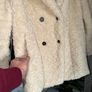 Zara Faux Fur Shearling Coat Ecru/Beige Size L Image 3
