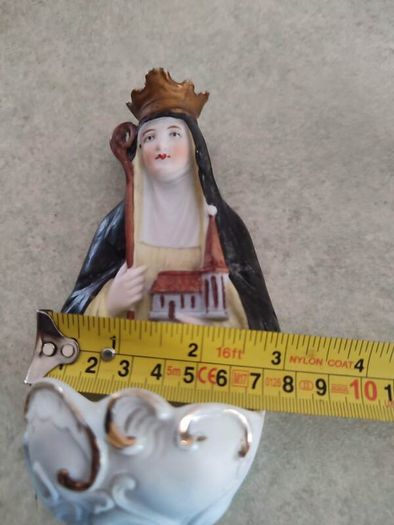 Vintage Antique Religious Mary Our Lady Of Grace Porcelain Holy Water Font Made in  Germany.