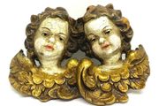 Vintage Hand Carved Wooden Putto Heads