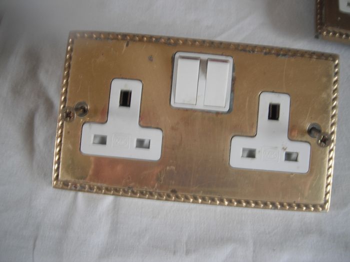 Brass Rope Edged Double Switch Socket Switches x 4