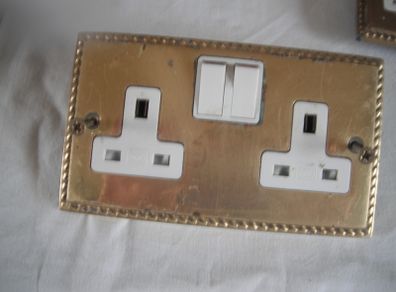 Brass Rope Edged Double Switch Socket Switches x 4