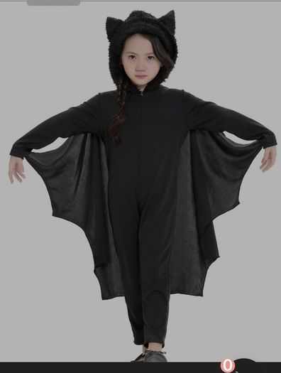 Kids Halloween Costume, Girls/ Boys Black Jumpsuit Connect Wings