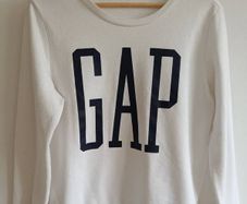 GAP Logo Crewneck Sweatshirt - White & Navy - Size S