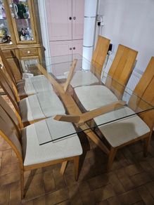 Glass top table and 6 chairs