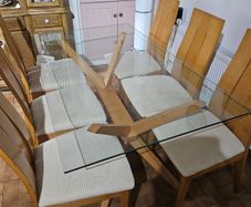Glass top table and 6 chairs