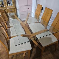 Glass top table and 6 chairs