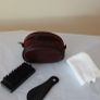 Vintage Travel Shoe Care Kit. Bag, brush, Shoe horn, cloth. Image 8