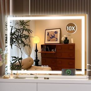 Vanity Mirror with Lights, 70 x 50cm LED Makeup Mirror, Lighted Make up Mirrors with Touch Screen Control, 3 Dimmable Modes Square White