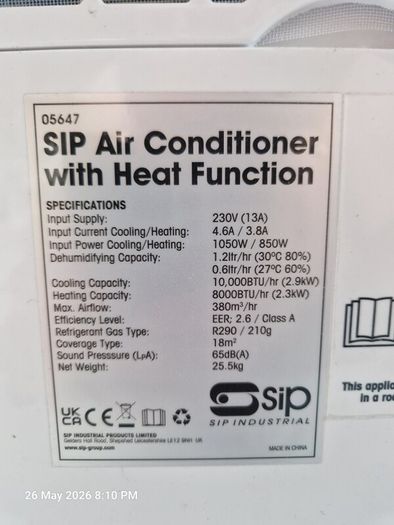 Sip air conditioner. Top spec air conditioner. Purchased in 2022 when my wife was pregnant at the time. Its been used only 4 or 5 times. Excellent piece of kit in brand new condition
